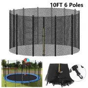 Trampoline Safety Net Replacement For Round Trampoline 10FT 6 Poles w/ Zipper