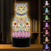 Diamond Drawing Nightlight Kits DIY Diamond Drawing Lamp 3D Creative Diamond Drawing LED Night Light 7 Lighting Color Adjustable Art Diamond Night Lamp for Kid Girls Home Decor Gift(DP04)