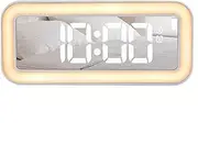 Lancoon Digital Mirror Alarm Clock with Night Light LED Loud Volume Dual Alarm Calendar 3 Levels of Adjustable Brightness Temperature Snooze for Students Bedroom
