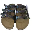 Birkenstock Florida Fresh Shiny Snake Black Multicolor EU 36 Women's US 5 Narrow