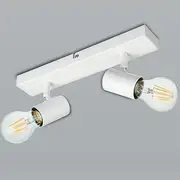 Kimjo Ceiling Light/Wall Light, 2 Adjustable and Swivelling Spotlights, E27 Sockets, Bulbs Not Included, Max. 60 W, Modern White Ceiling Spotlight for Living Room, Hallway, Kitchen, Indoor