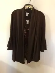 Gabriella Rossi Brown Knit 2 PC Cardigan And Tank Set Size M NWT