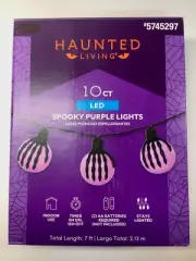 Haunted Living 7ft LED 10 Spooky Skeleton Hand Purple Light String Battery Timer