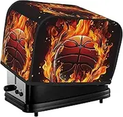 Toaster Covers 2 Slice,Basketball Logo With Flames Bread Toasters Oven Cover Dustproof Washable Toaster Cover Kitchen Small Appliance Covers Bakeware Protector For Dining Room Home Table Decor Gifts