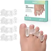 Welnove Toe Separators to Correct Bunion - Toe Spacers for Women Men, Relieve Feet Pain, Foot Alignment, Adjustable Toe Straighteners for Hammertoes (2 Pairs with Gift Box)
