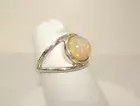 AB Natural Yellow Ethiopian Opal One-of-a-Kind .925 Sterling Silver Ring 5