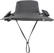 [AZURAOKEY] Wide Brim Solar Fan Hat for Men & Women – Fan Hat Solar Powered & USB Charging, Cooling Hats with F-an for Fishing