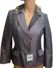 Moschino Cheap & Chic Blazer Jacket Vintage Appliqué Floral Patchwork Sz 8 New