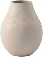 [Villeroy & Boch] Manufacture Collier Sand, Tall vase Perle, 20 cm, Premium Porcelain, Beige