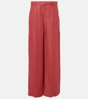 [Brunello Cucinelli] Brunello Cucinelli Hemp and linen wide-leg pants AU 14 red