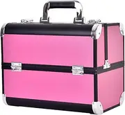 [Dickly] Makeup Case Nail Accessories Organizer Suitcase Portable Travel Case Hard Shell Cosmetic Box for Essential Oils Beauty Tool, Rose Red