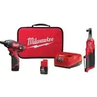 Milwaukee High-Speed Ratchet 3/8" + Screwdriver Kit 1/4" 12V Brushless Cordless