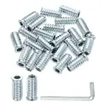 50 Pcs Threaded Insert for Wood, 1/4 - 20 Threaded Studs 25mm Length, Silver