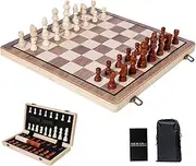 2 in 1 Magnetic Wooden Ch Checkers Set Portable Travel Ch Board Game with Folding Ch Board Multicolor