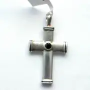 DAVID YURMAN Mens Streamline Cross Enhancer Sterling Silver 28.5mm Diamond