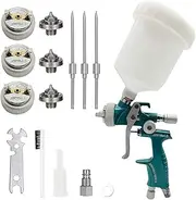 HVLP Paint Spray Gun 1.3mm 1.7mm 2.0mm Stainless Steel Nozzle Paint Sprayer Kit 600ml Paint Cup Professional Gravity Paint Sprayer for Primer and Clear Coats