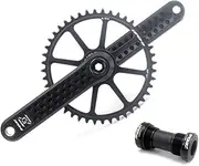 Bicycle Crankset, Bike Cranksets Road Bike Crankset 40/42/44/46/48T GXP Single Chainring 165mm Hollow Integrated Crank Arm with Bracket Bottom
