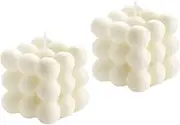 2PCS Bubble Candles Vanilla Scented Aesthetic Cube Candle, Soy Wax Cool Shaped Candles, Home Office Danish Pastel Trendy Room Floating Shelves Decor Small Decorative Candles