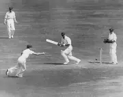 Kents Leslie Ames turns the ball to leg watched by Yorkshire wic- Old Photo