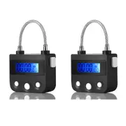 2x Time Lock Electronic Timer Lock Household Temporary Lock Time Lock Electronic Lock Countdown Black