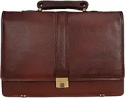 [Da leather villa] LV Top Grain Leather Laptop Shoulder Messenger 16 Inch Bag For Men Office Use | Laptop Compartment | Size L16 x H 12 x W 6.5 | 26 Liters Capacity | Weight-1500 Gram |