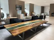 60"x15" Green Epoxy Resin Counter Top Dining Table Luxury Console Bar Desk Decor