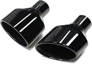 2pcs/Lot Universal Car Exhaust Tip Compatible For SQ5 Compatible For Leom Stainless Steel Car Rolled Oval Outlet Slant Cutting Tailpipe Muffler Tip(Black L R)
