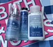 NEW 3PC Bath & Body Works FROSTED COCONUT SNOWBALL Travel Size Lotion & Mist Set