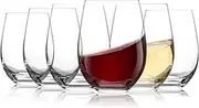 [6-Pack,18 Oz] Design·Master- Classic Stemless Wine Glasses, Drinking Glasses, Ideal for Red and White Wine, Cocktail, Juice, Water, Kitchen Glassware, Beach, Wedding and Party Gifts