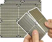 ElectroCookie PCB Prototype Board, Snappable Strip Board with Power Rails for Electronics Projects Compatible for DIY Arduino Soldering Projects, Gold-Plated, 3.8"x3.5" (2 Pack, Matte Black)