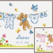 Stitch & Cherish: Birth Bear 14 Count - A Whimsical Cross Stitch Kit for Creatin
