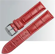 MGHN Leather Watch Straps Leather Watch Bands Polished Buckle Watch Band Strap Quick Release Replacement Wristbands Padded (Color : Red Black Buckle, Size : 20mm)