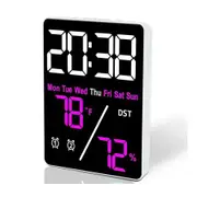 5.5 inch Digital Alarm Clock, Indoor Humidity and Temperature Measurement with LED Display, Adjustable Brightness Clock with Dual Alarms USB Input, Rose