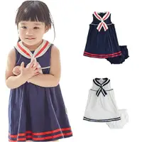 在飛比找樂天市場購物網優惠-Augelute Baby童衣 海軍無袖洋裝+小內褲女童套裝