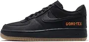 [Nike] Men's Air Force 1 Gore-TEX Casual Shoes (13, Black/Black/Light Carbon/Bright Ceramic)