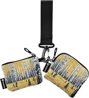 [XYMZR] Mini Zip Around Wristlet keychain Wallet Autumn Forest Landscape for Women Personalized Pattern Detachable Dual Pouch Wristlet Portable Wallet Phone Coin Purse, Multi-colored, One Size