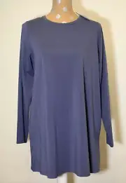 NWT - Eileen Fisher Crew Neck Split Side Tunic Top (PL/PG) - Twilight - Tencel