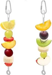 2PCS Hanging Corn Holder for Squirrels,Squirrel Feeder for Outside,Parrot Fruit Vegetable Skewer, Stainless Steel Bird Fruit Fork Food Holder for Bird Cage,Bird Feeder Foraging Toy