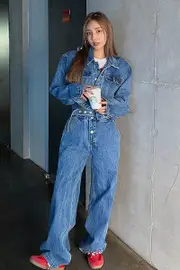 Padded Denim Jumpsuit