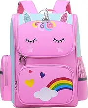 [THASORALY] Unicorn Backpack for Kids, School Backpack for Girl Unicorn Bookbag Lightweight & Waterproof Schoolbag Durable Student Backpack Bag Primary Kids Backpack, Pink
