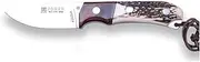 Hiking knife Joker "Aguila" CC103, blade 8,5 cm MOVA, deer horn handle, red wood ferrule, with brown leather Sheath, Tool for fishing, Hiking, camping and hiking