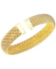 Italian Gold Mesh Bangle Bracelet in 14k Gold over Sterling Silver new in box