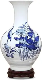 Vases Retro Ceramic Hand-Painted Carving Clear Lotus Blue and White Porcelain Vase Decoration Decoration Living Room Flower Arrangement Flowers Vase