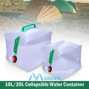 Foldable Collapsible Water Container W/Spigot 10L-20L Camping Water Storage Jug