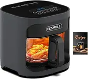 [BOSWELL] 4.5 QT Glass Air Fryer, 6 IN 1 Air Fryer Non-Toxic,Temperature Control, 5 Preset Menue Intelligent Panel Gray