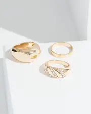 Gold Crystal Band Ring Pack