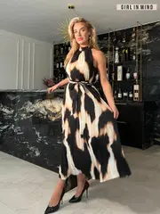Girl In Mind Black Carla Pleated Midi Dress (879992) | $86
