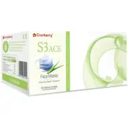 Cranberry S3080W S3 Ace Earloop Level 3 Face Masks Fluid Resistant White 50/Bx