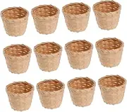 ERINGOGO 12pcs Mini Woven Baskets: Desk Or Tabletop Storage - Hand-Woven Flower Baskets for Succulents Crafts Small Items Unique Rustic Design