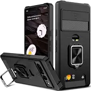 for Google Pixel 7a Case, Areaphmet Pixel 7a Case with [Card Holder] and Camera Cover with Built-in 360° Rotate Ring Stand Magnetic Magnet Phone Cover Case for Google Pixel 7a